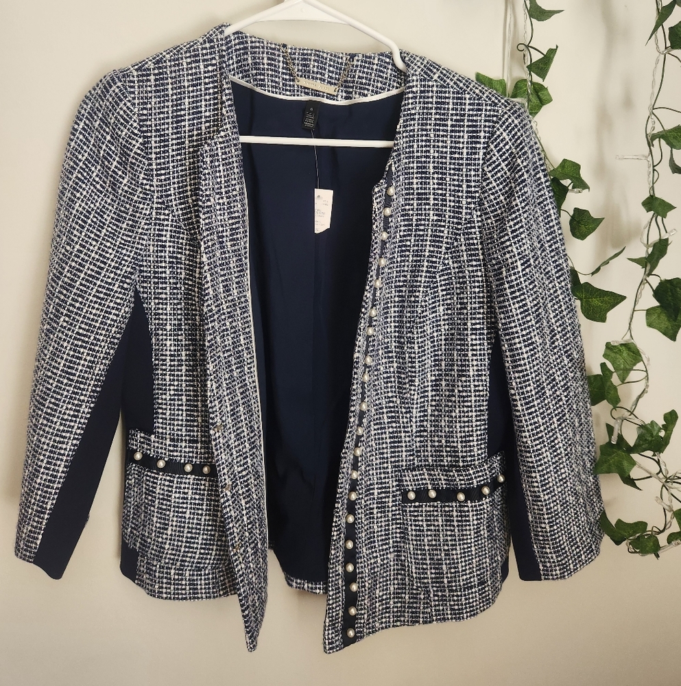 White House Black Market Navy and White Blazer